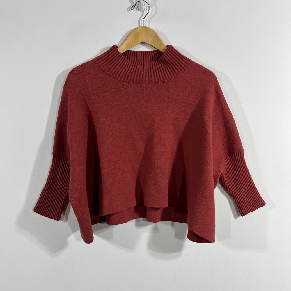 Kerisma Ryker Mock Neck Batwing Sleeve Oversized Knit Sweater Womens OS Preppy